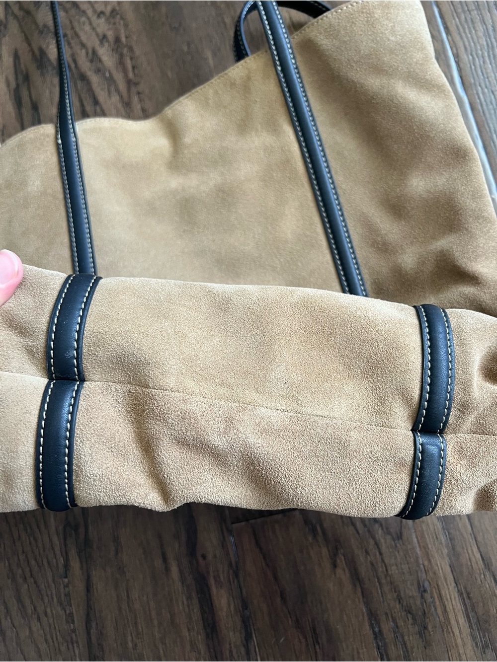 Zara Suede Tote Bag with Leather Handles - Picture 10 of 16